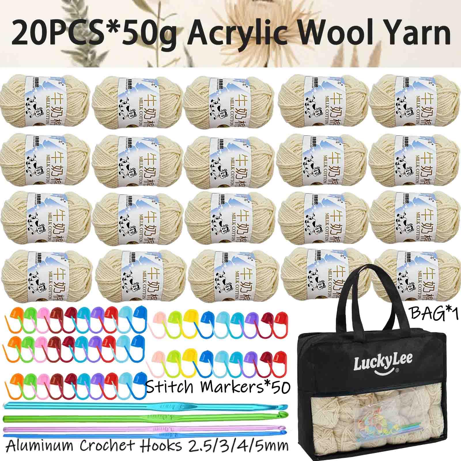 Przędza do szydełkowania, 20 szt. x 50 g/kulka, super miękka, 100% przędza akrylowa dla początkujących i dzieci – niemechacąca się przędza do dziergania i szydełkowania – Baby Fluffy Ball do rzemiosła
