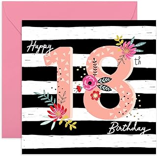 CENTRAL 23 - Cute 18th Birthday Card for Girls - 'Happy 18th Birthday' - Pretty Birthday Card for Her - Sister Birthday Card - Ideal Birthday Card for Daughter - Comes with Fun Stickers