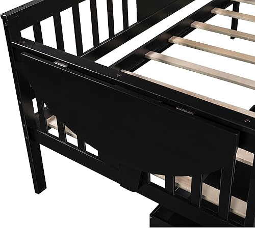 Miniatura 5 de Sofá cama de tamaño individual con cajones, sofá cama para sala de estar, marco de sofá cama individual con mesa pequeña plegada para adultos, color