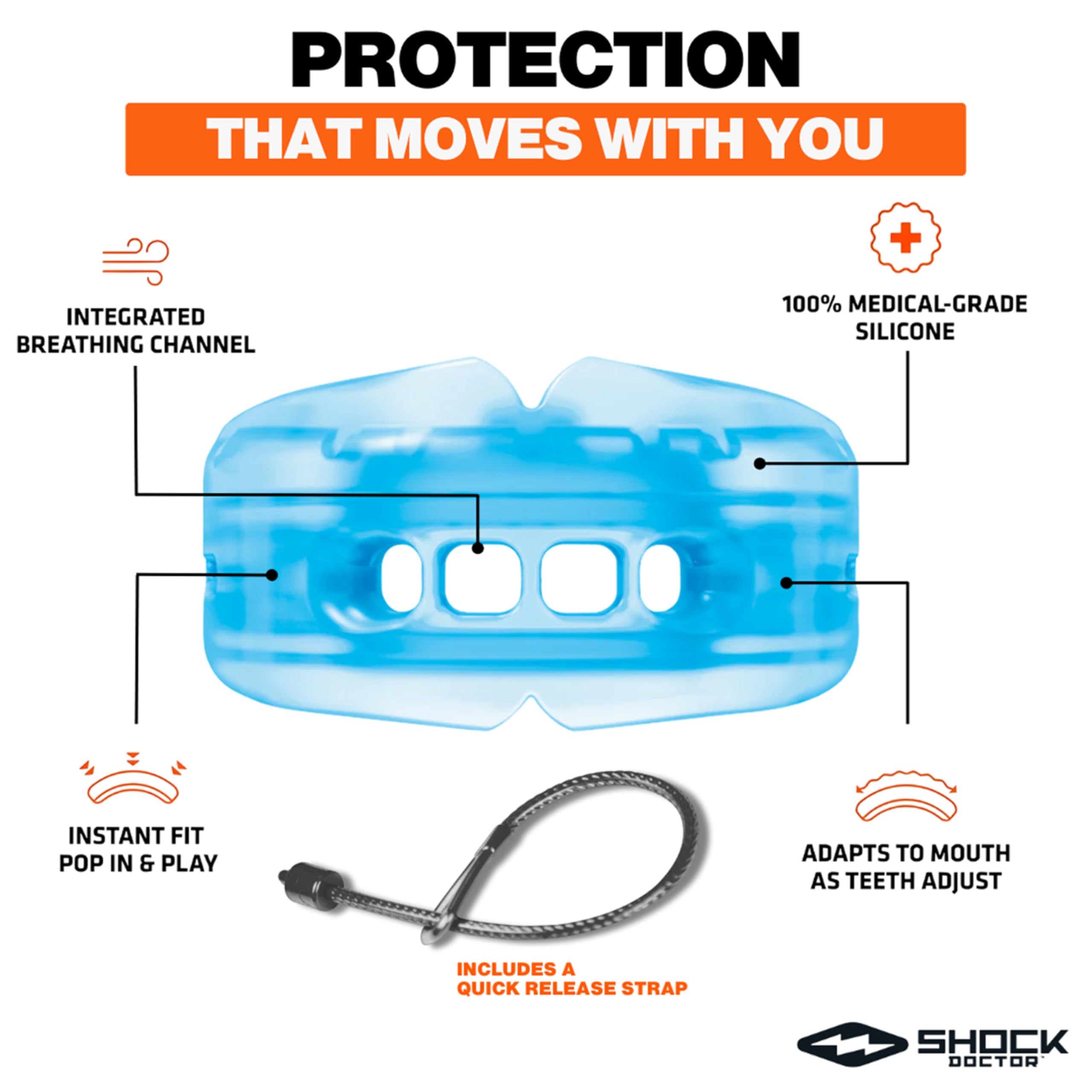 Shock Doctor Double Braces Mouth Guard. Upper and Lower Teeth Protection. Mouthguard No Boil/Instant Fit. For Youth, Teenager, Kids and Adults. Mouth Piece OSFA