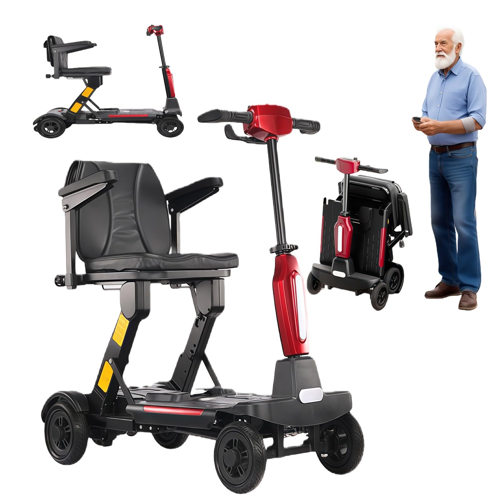 Scooter De Movilidad Plegable Automático,Vehículo Eléctrico De Cuatro Ruedas,Freno Electromagnético,Motor De 180 W,Capacidad De Carga Máxima 120 Kg,Para Todo Terreno. Manual folding,10A