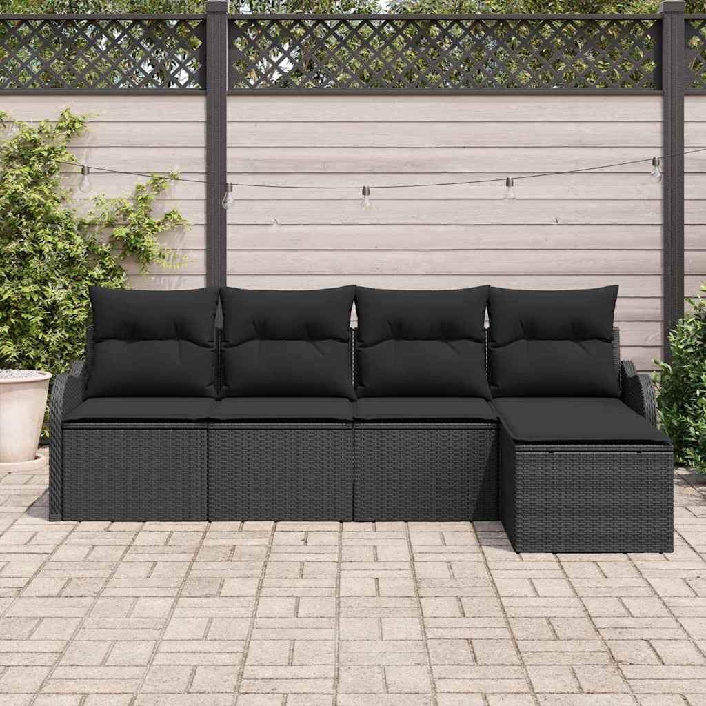 Polirattanowy nowoczesny zestaw sof czarny minimalistyczny 55x55x37 cm