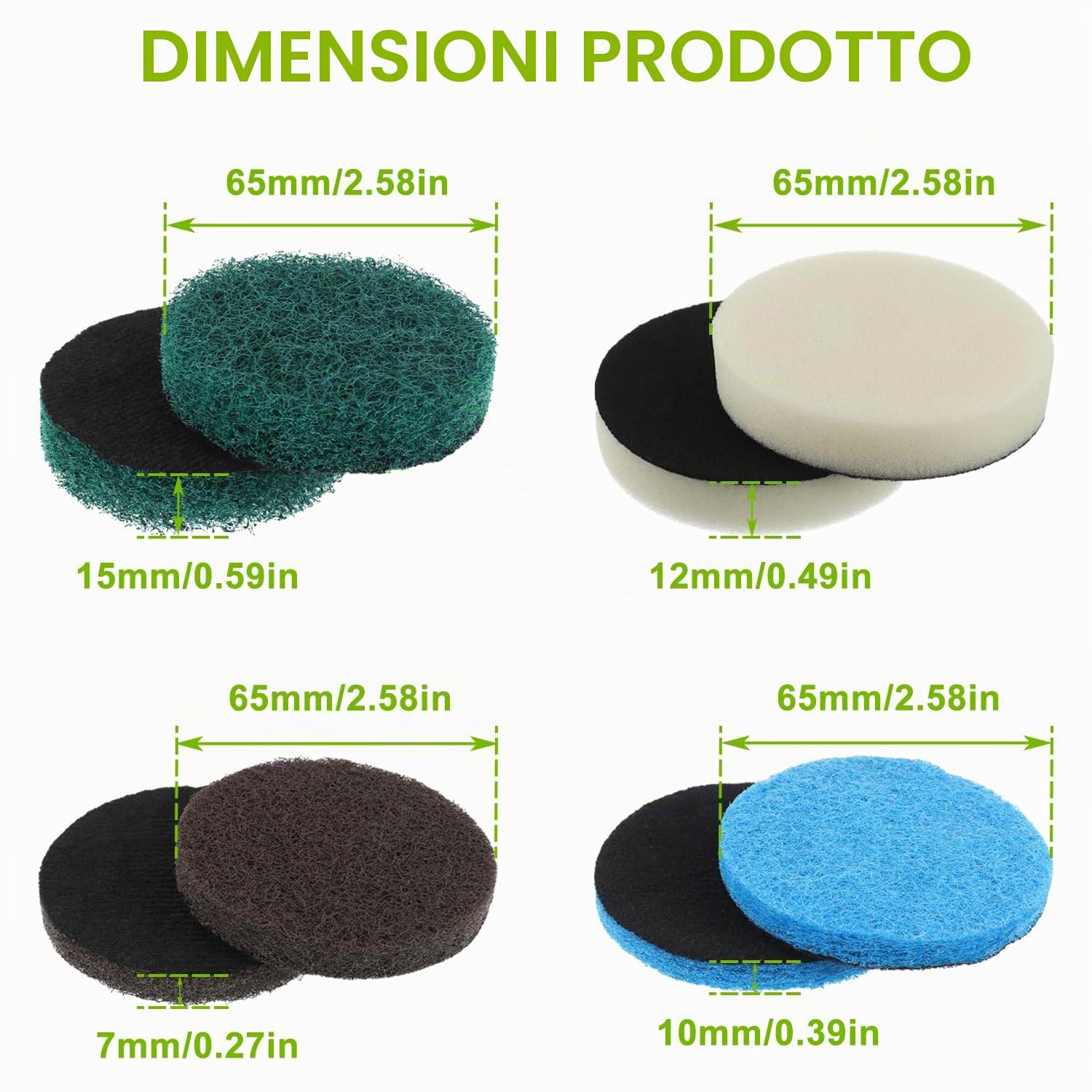 16pcs Spazzola Elettrica Set 4 Spuma Pads 4 Stuoie Cucina 4 Performance Pads 4 Microfibra Pads adatti per Bosch Casa/Giardino 6033 Spazzola di Pulizia Batteria