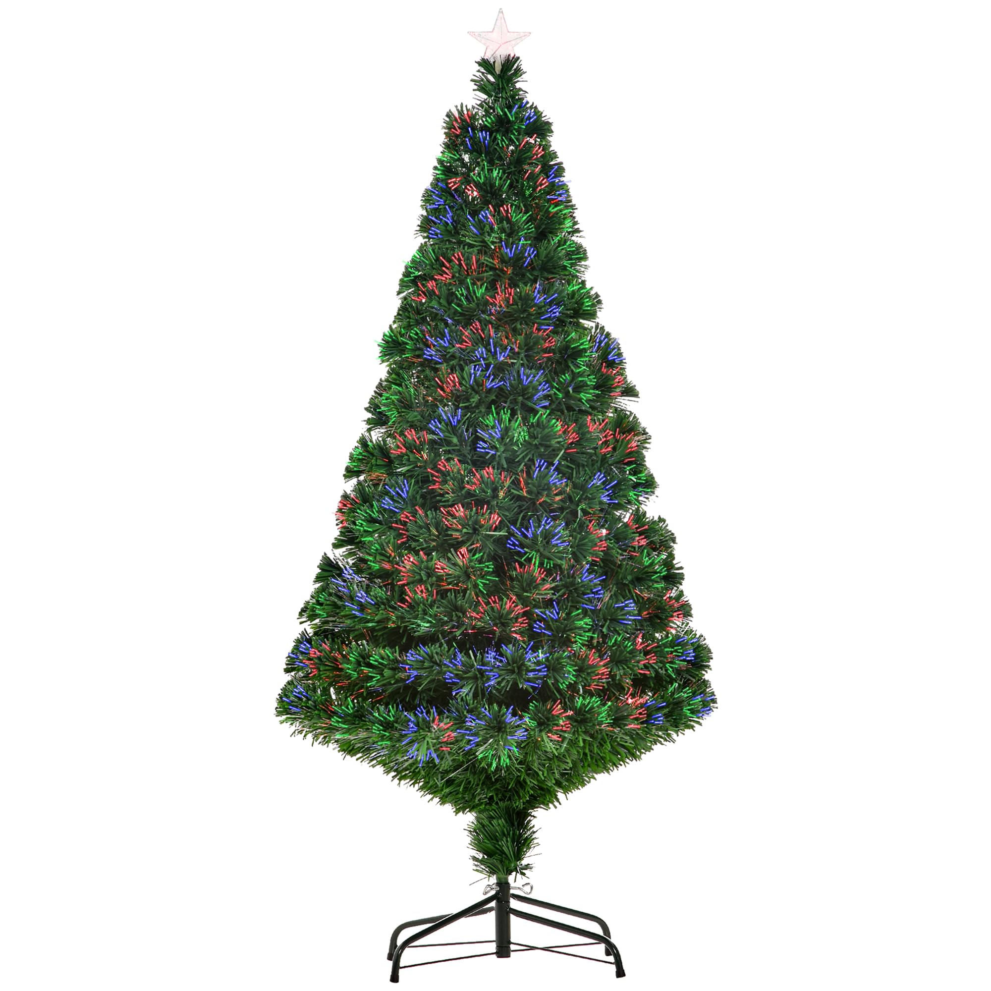 HOMCOM 5FT Pre-Lit Fibre Optic Artificial Christmas Tree Multi-Colour — image 1