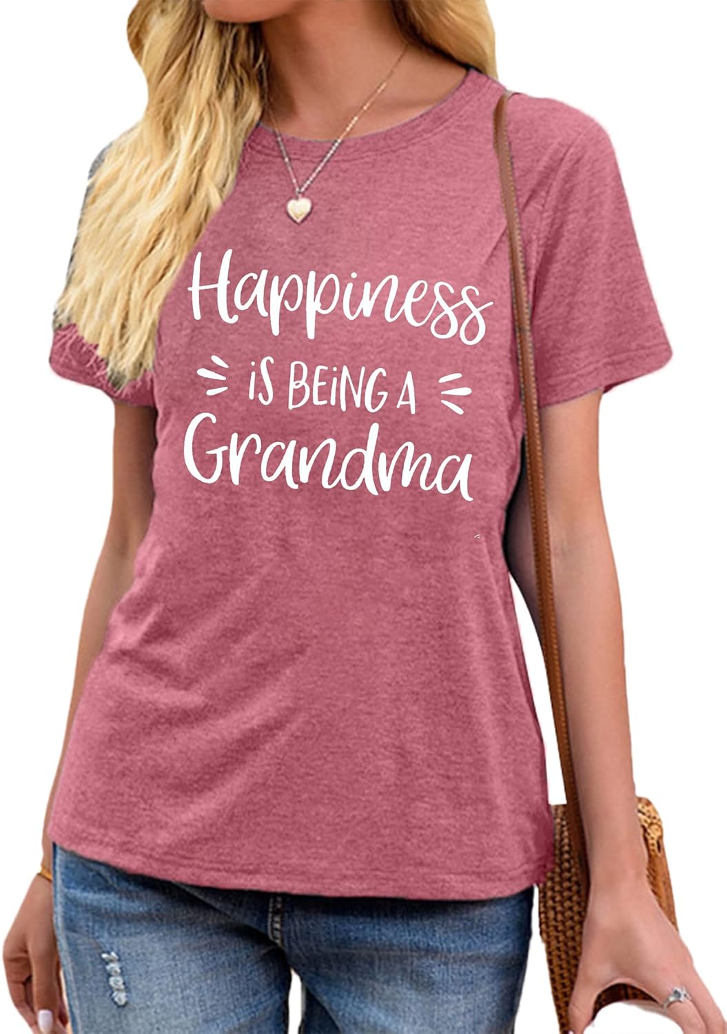 MAIHUN Womens Grandma Shirt Happiness is Being a Grandma Shirt Funny Letters Printed Casual Grandmother Tee Top Blue - Image 3