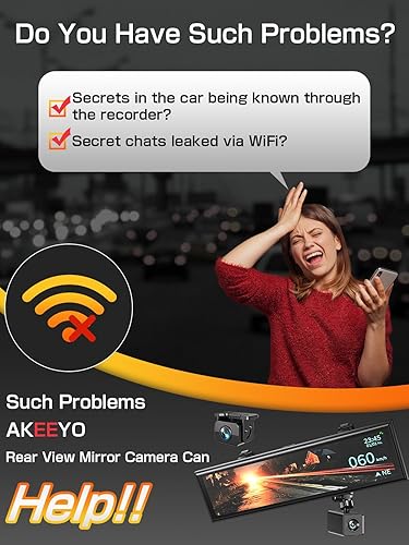 Miniatura 2 de Cámara de espejo retrovisor de visión nocturna con lente de apertura F1.0, radar de visión AI, BSD HDRWDR, pantalla táctil inteligente espejo Dash