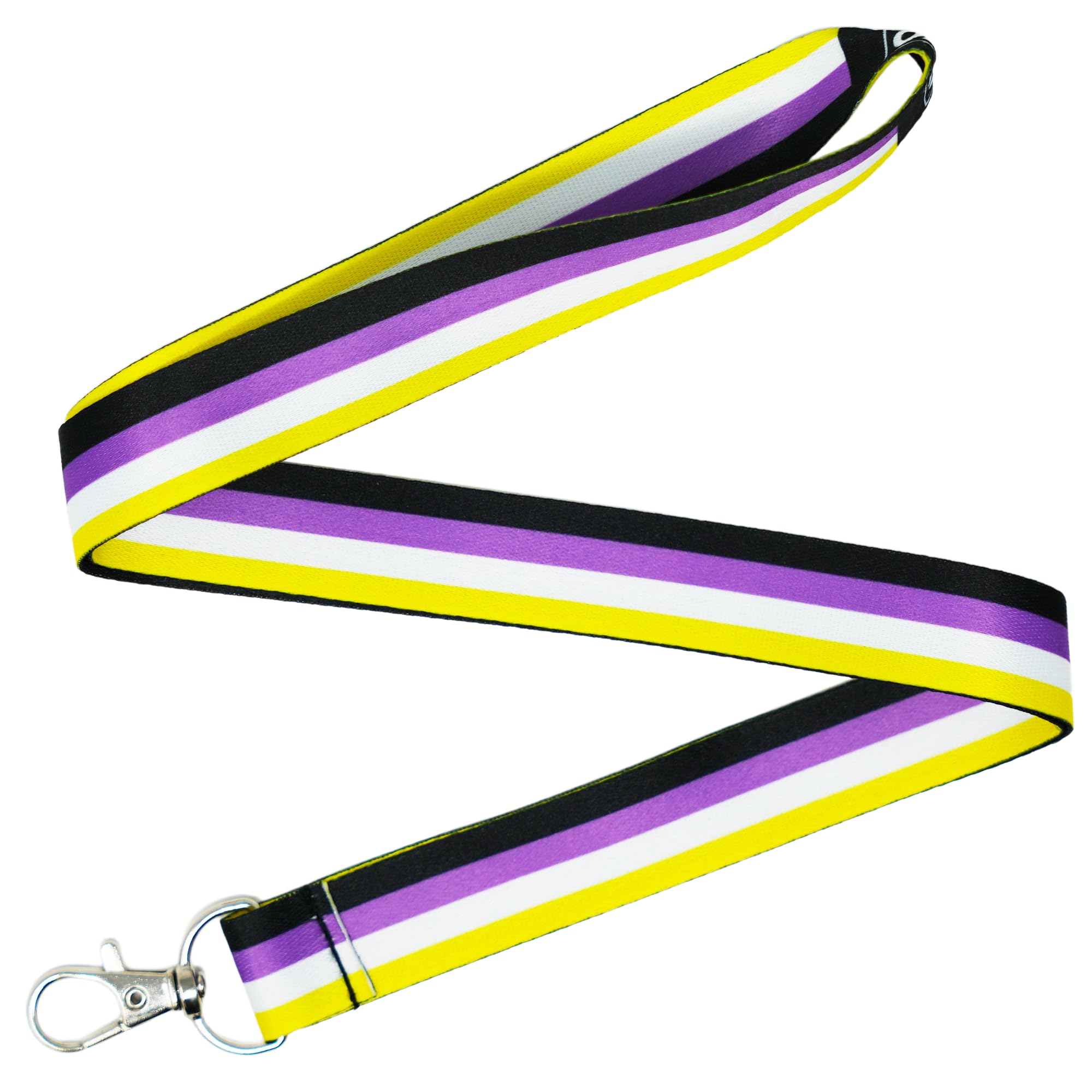 Panda Loco Non-Binary Pride Lanyard β Yellow, White, Purple & Black Flag ID Holder | Inclusive LGBTQ+ Neck Strap for Work, Students, Events & Ally Gifts