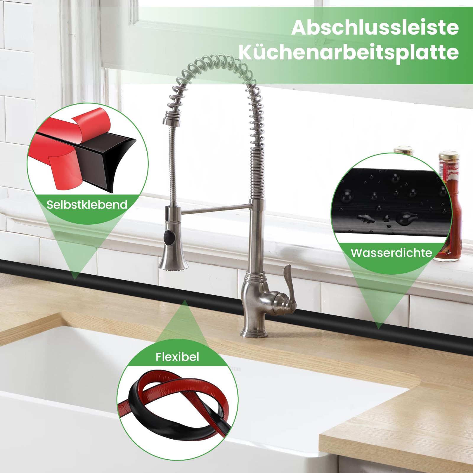 100cm siliconen vaste drempel waterkerende strip, badkamer douche waterblokkerende strip, aanrecht waterblokkerende strip, stevige waterdichte strip kopen vanaf een prijs van 3.39