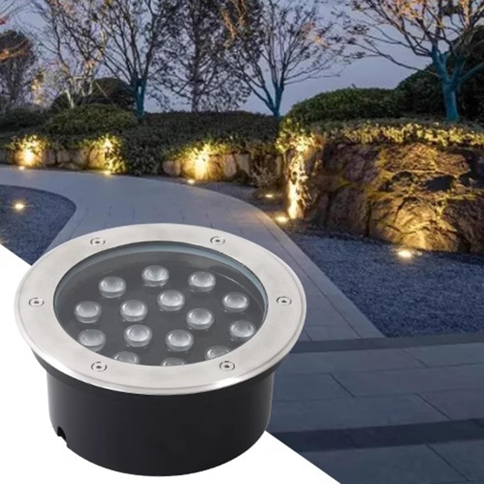 Outdoor Ground Light Embedded Buried Lights AC85-110V IP66 Waterproof LED Underground Light for Patio Pathway Lawn Yard Deck Driveway Walkway Landscape Lamp