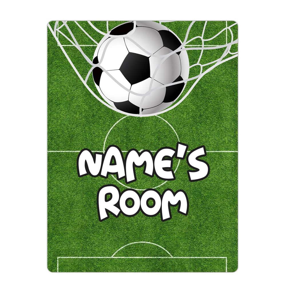 Personalised FOOTBALL Pitch Door Sign - Any NAME - Plaque - Boys or Girls Kids Gift - Bedroom Decor Gaming Room - Wall Art - A5 20cm x 15cm - Ball Goal