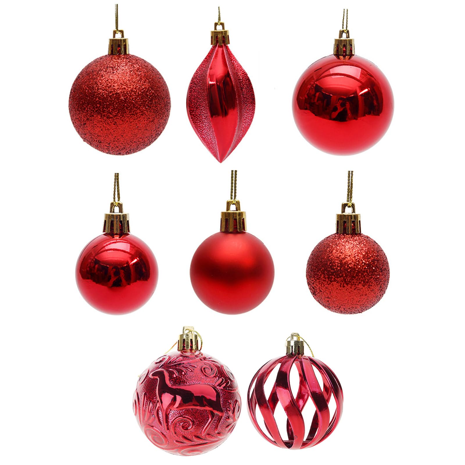 40-teiliges langlebiges Christbaumkugel Dekorationsset, Kunststoff Weihnachtskugeln, Ornamente, Ornamente, farbenfrohe Dekorationen