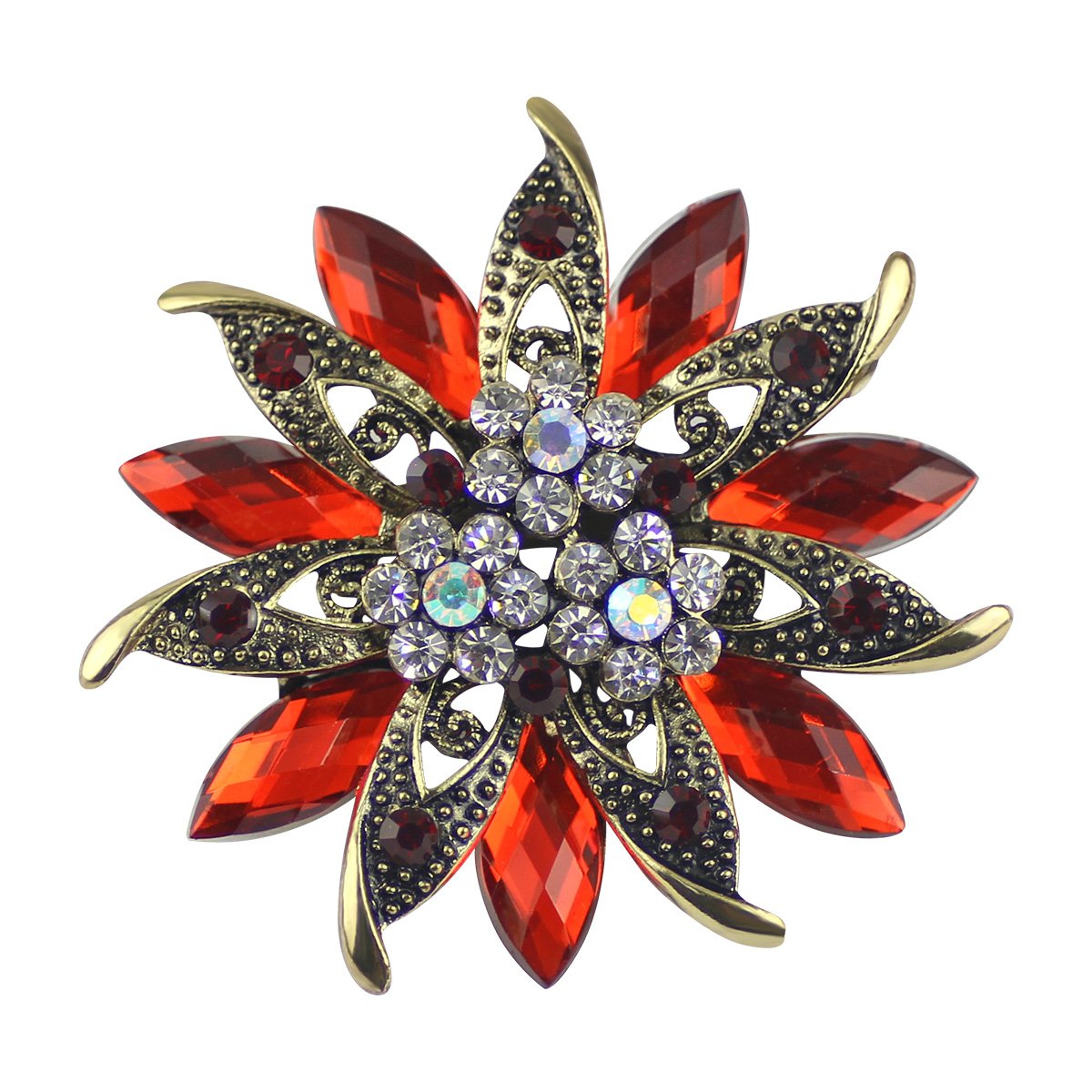 Ailer Vintage Created Crystal Brooches for Women Broomly Flower Brooch Pin