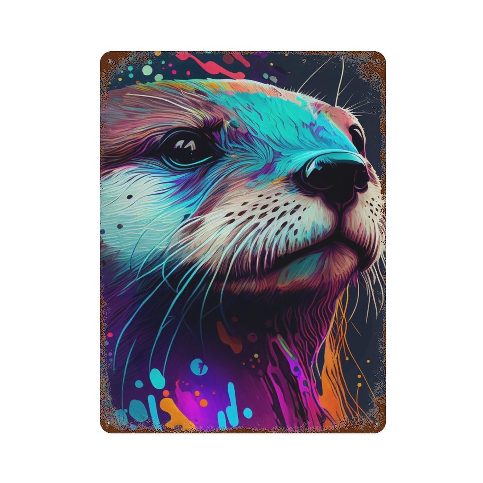 Otter Color 15.7"x11.8" Retro Metal Sign, Old School Wall Decor for Office, Studio And Wall Decor