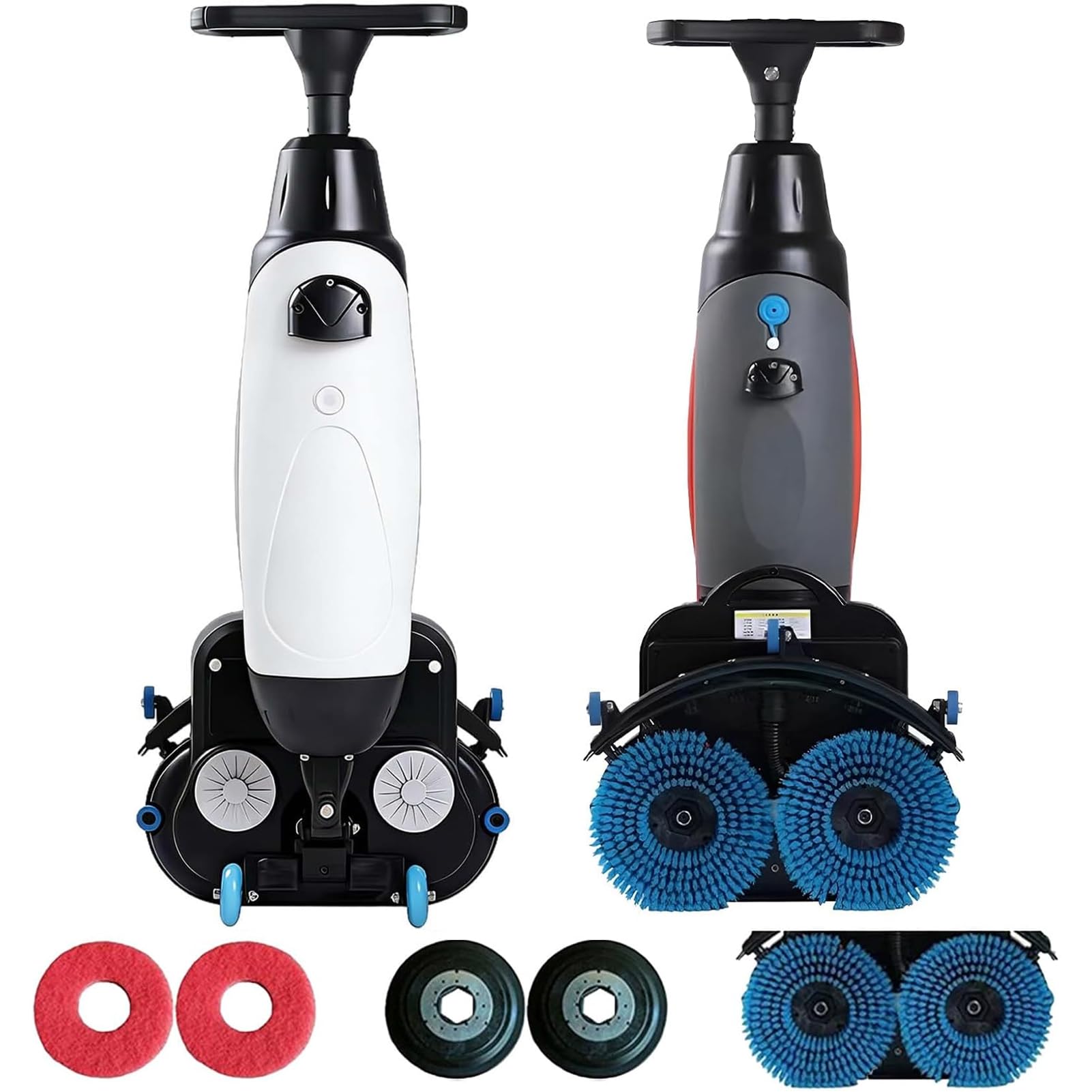 Fregadora de Suelos Comercial, Fregadora, Pulidora y Abrillantadora de Suelos Autopropulsada de 17" con Cepillos Dobles, Limpiadora de Suelos con Batería de Litio Recargable Inalámbrica