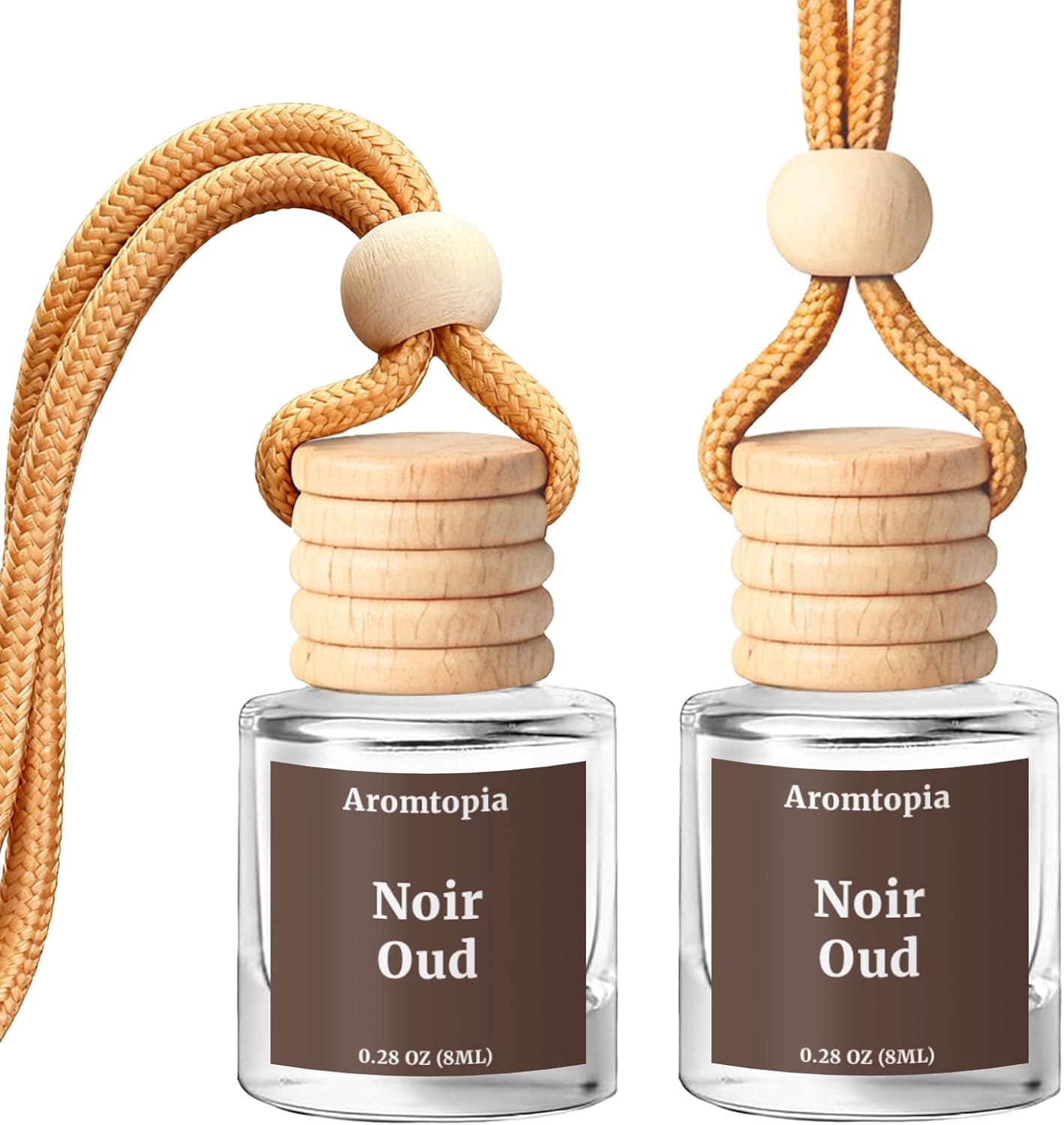 Car Air Freshener, Aromtopia Hanging Car Fragrance Diffusers, Noir Oud Scents, Long-Lasting, Car Odor Eliminator for Women & Men Gift, Woody Cute Car Accessories, Pack of 2