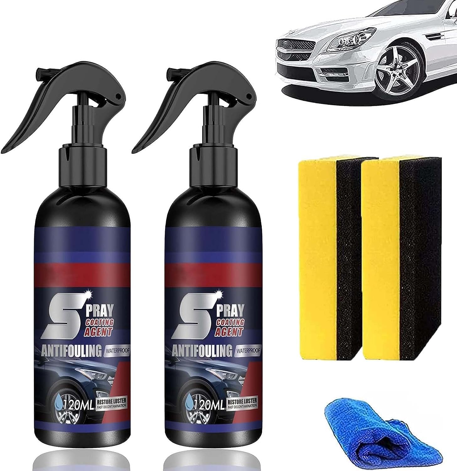 Multi-Functional Coating Renewal Agent, 2023 New Car Coating Agent Spray, 3 in 1 High Protection Quick Ceramic Car Coating Spray, Plastic Parts Refurbish Agent, Fast-Acting Coating Spray (2 Pcs)