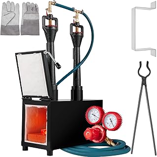 VEVOR Propane Knife Forge, Blacksmithing Forge with Dual Burners, Portable Propane Forge with Single Durable Door, Large Capacity Farrier Forge, Square Propane Burner Forge for Knife and Tool Making