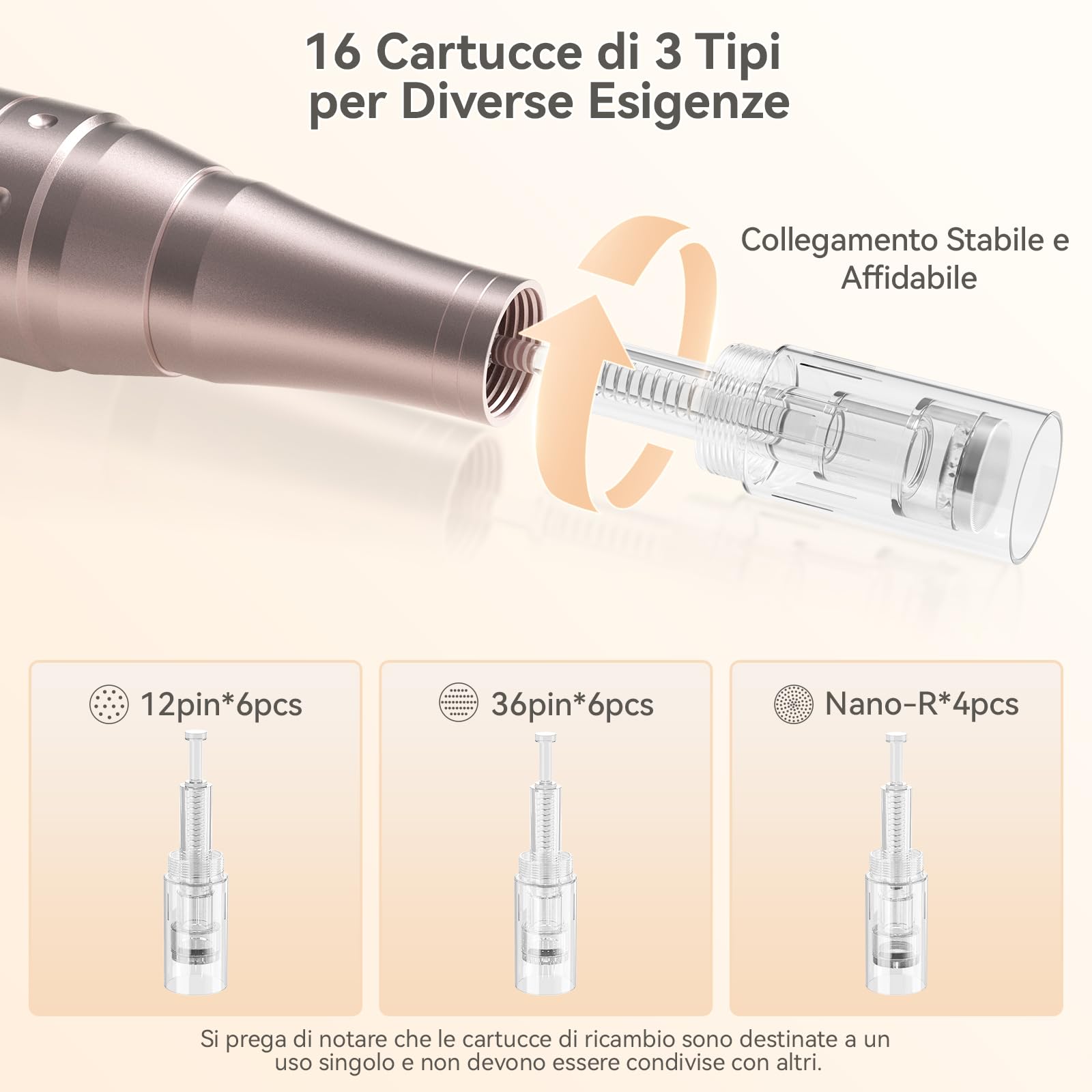 QUELLE Dermapen Microneedling Professionale - Penna Microneedling Viso Elettrico con Display LED, 6 Velocità, 16 Cartucce Ricambio - Derma-Pen Senza Fili