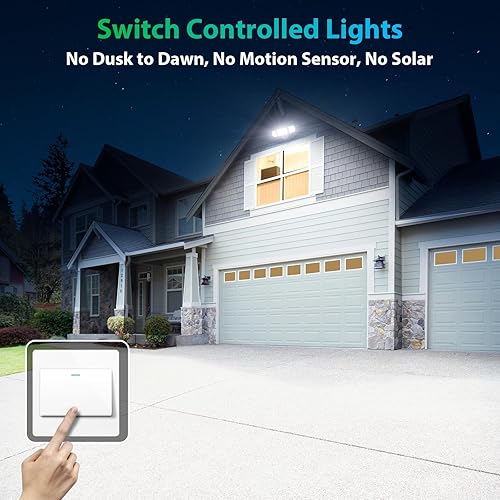 Miniatura 2 de iMaihom Luces de inundación de 100 W para exteriores, luces de seguridad controladas por interruptor de 9000 lm con 3 cabezales ajustables,