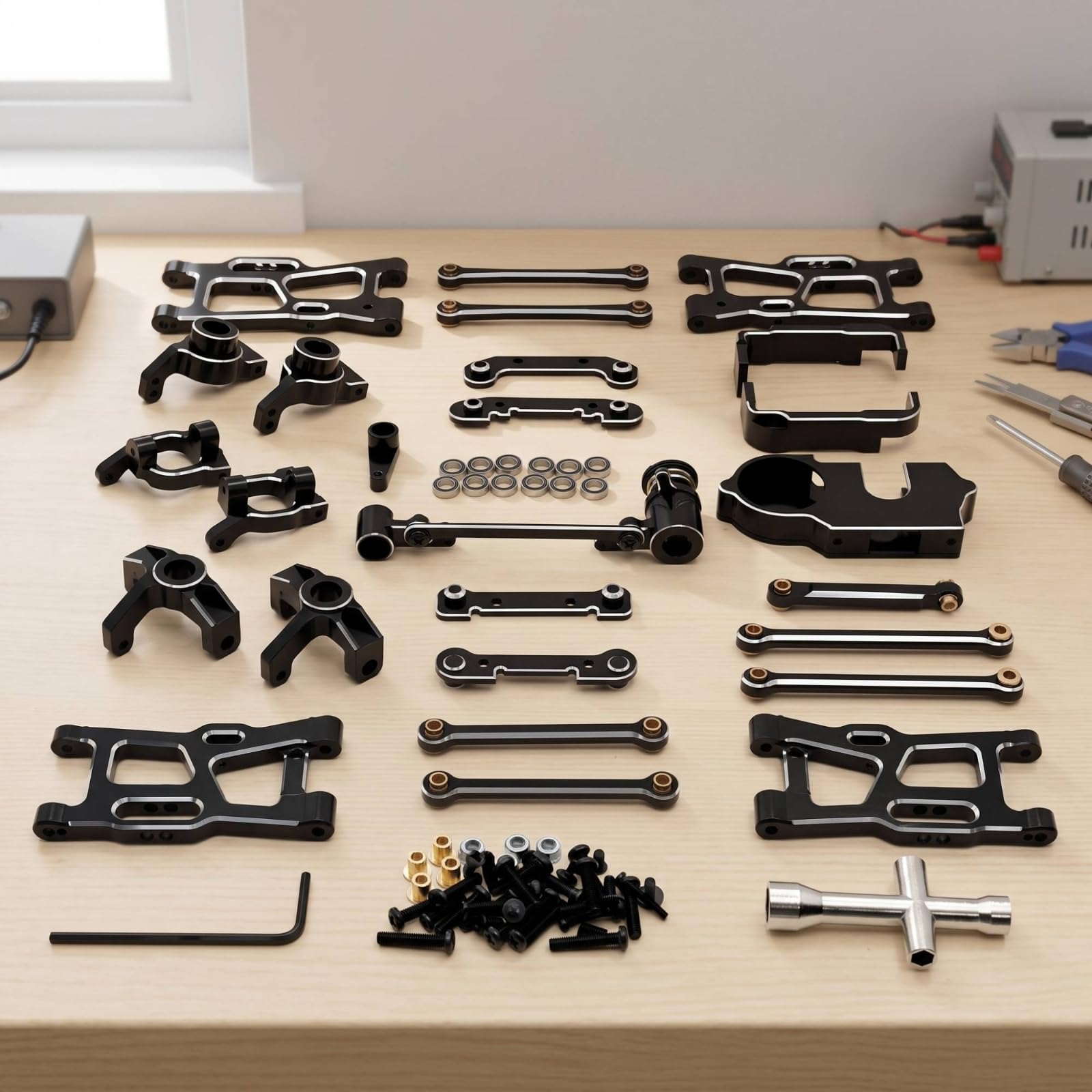 Vehicle Kit Sospensioni E Sterzo Tiranti Snodi Staffe Copertura Ingranaggi in Alluminio 6061 Lavorato per Preciso Adatto a Allenamento, Oro