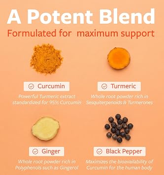 Organic Turmeric Ginger Black Pepper Supplement - High Potency Organic Turmeric Curcumin Capsules with Ginger & Black Pepper for Enhanced Benefits and Absorption - Vegan & Non-GMO (4 Month Supply)