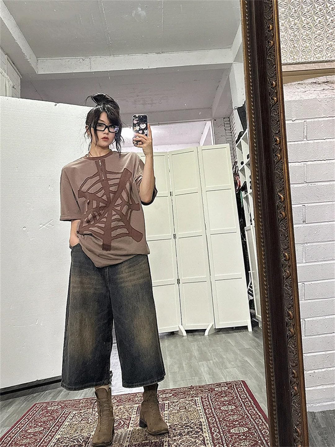 Damskie szorty jeansowe z wysokim stanem w stylu High Street w stylu vintage z szerokimi nogawkami