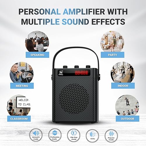 Miniatura 4 de Amplificador de voz, micrófono inalámbrico, micrófono de mano, micrófono portátil de 40 W y altavoz, sistema de karaoke inalámbrico, altavoz