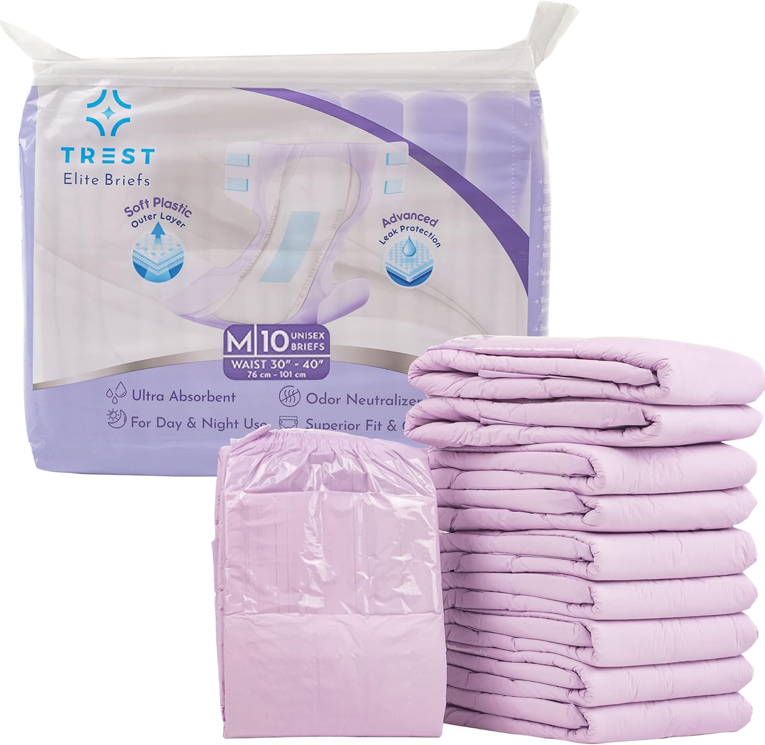 TREST Elite Briefs for Men and Women, Overnight Diapers for