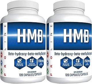 Proline HMB | 750 mg HMB (B-Hydroxy B-Methylbutyrate Monohydrate) Per Capsule | 30 Servings Per Container | 120 Capsules Per Container | (Pack of 2 Bottles)