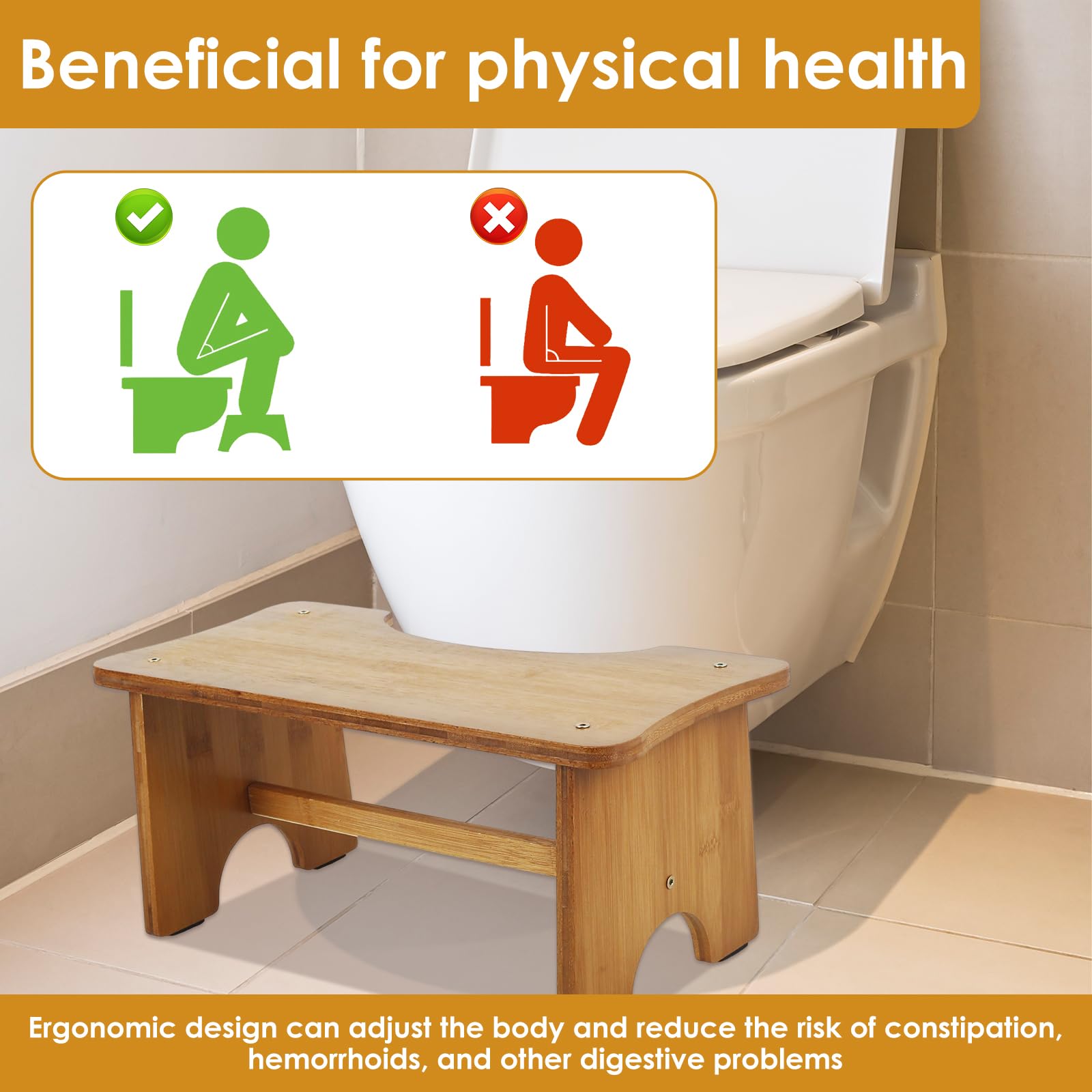 LYDODOKA Bamboo Toilet Stool for Adults, C Shaped Poop Stool, 6.5