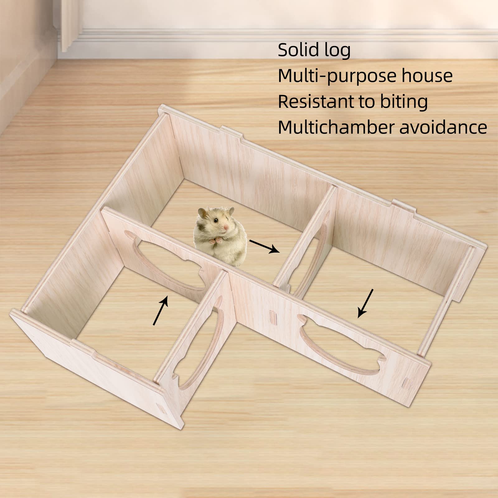 Maison en Bois pour Hamster, Hamster Maison d'angle en Bois, Maison Hamster, Maison Cochon d'Inde, pour Petits Animaux de Compagnie, Hamster Nain, Degus, Souris à Barbelés (22.5 * 17.8 * 8cm)