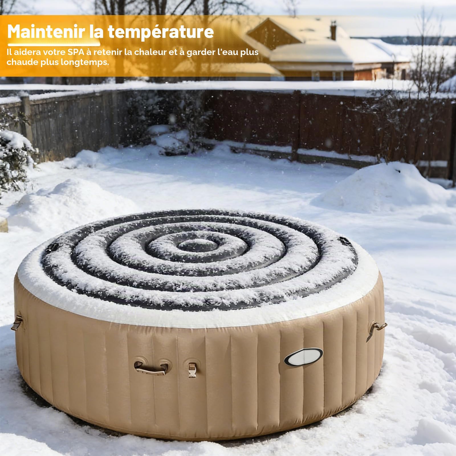 Couverture de Spa Gonflable Rond 160cm, Housse de Protection pour Gonflable (Noir, 160cm)