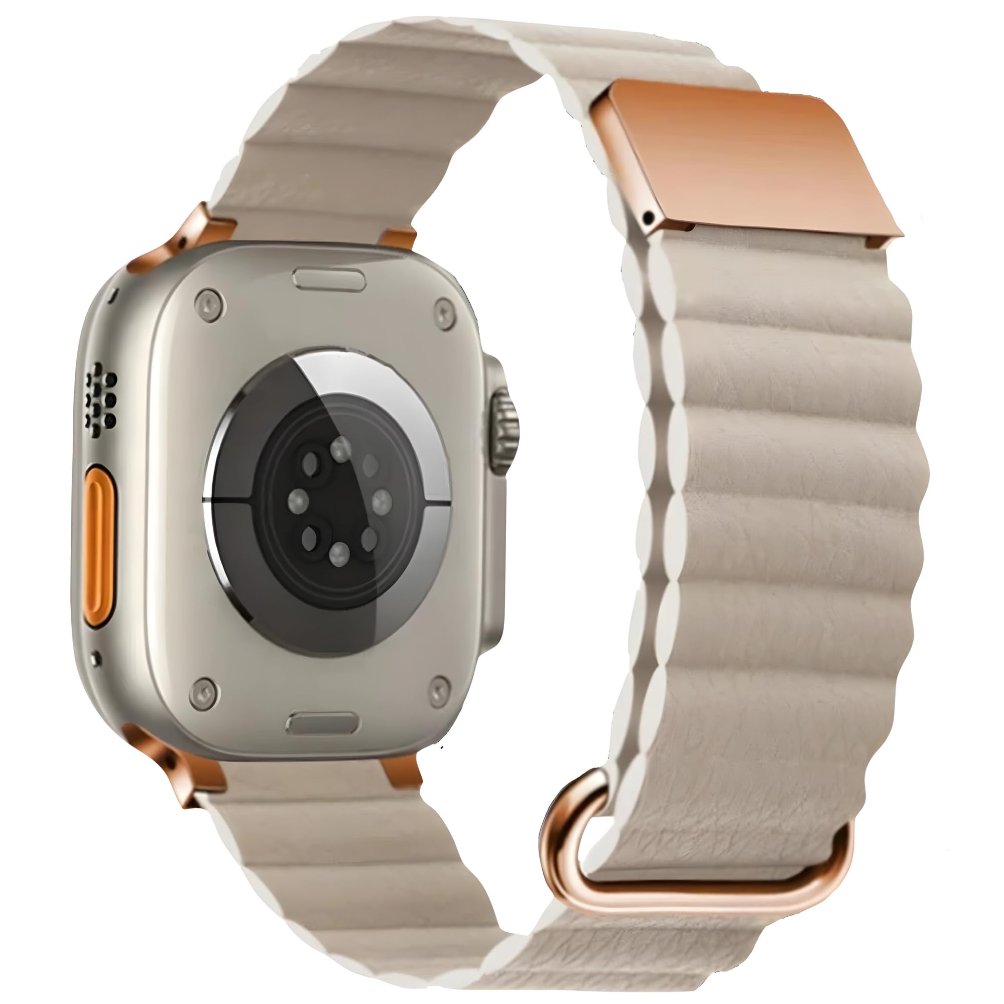 Bandable compatible with Apple Watch Vegan Leather iWatch Band 38mm 40mm 41mm 42mm 44mm 45mm 49mm, iWatch Loop Strap, Smartwatch band for Men & Women, iWatch Bracelet (Starlight, 42/44/45/49mm)