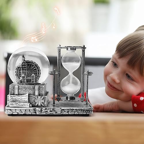 Miniatura 3 de Bola de cristal LED de reloj de arena, globo de nieve musical con temporizador de 30 segundos, decoraciones para decoración de mesa del hogar para