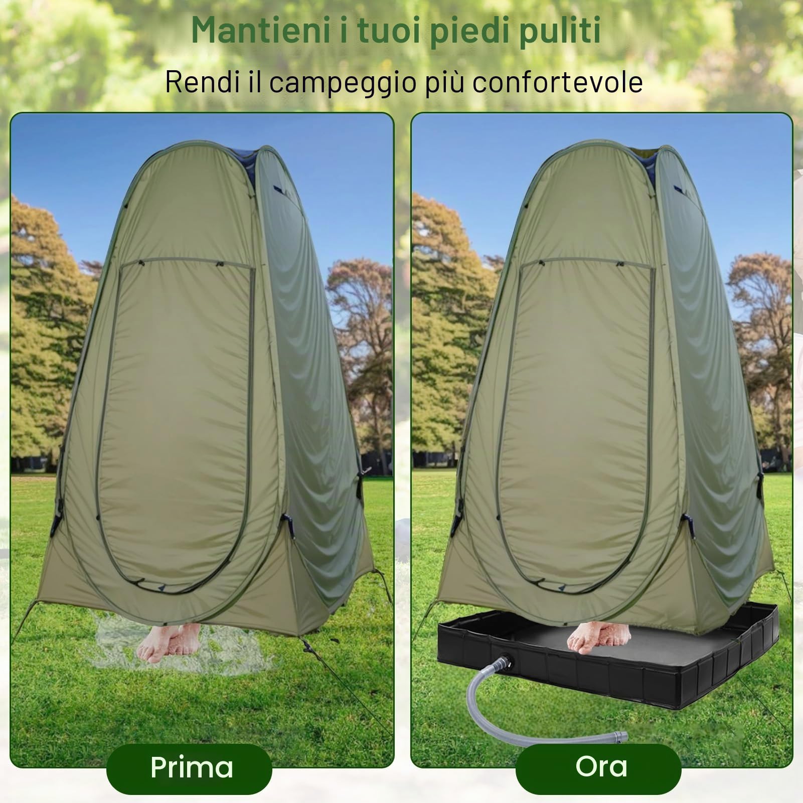 GOZYLA Base doccia pieghevole piatto doccia portatile con tubo di scarico: base per tenda da doccia, grande tenda da campeggio, tenda da sole, base per interni ed animali domestici