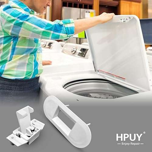 Miniatura 4 de HPUY WH02X24399 Bloqueo de la tapa de la lavadora y WH01X24381 Bisel de bloqueo de la tapa de la lavadora compatible con GE y Hotpoint Top Lavadora