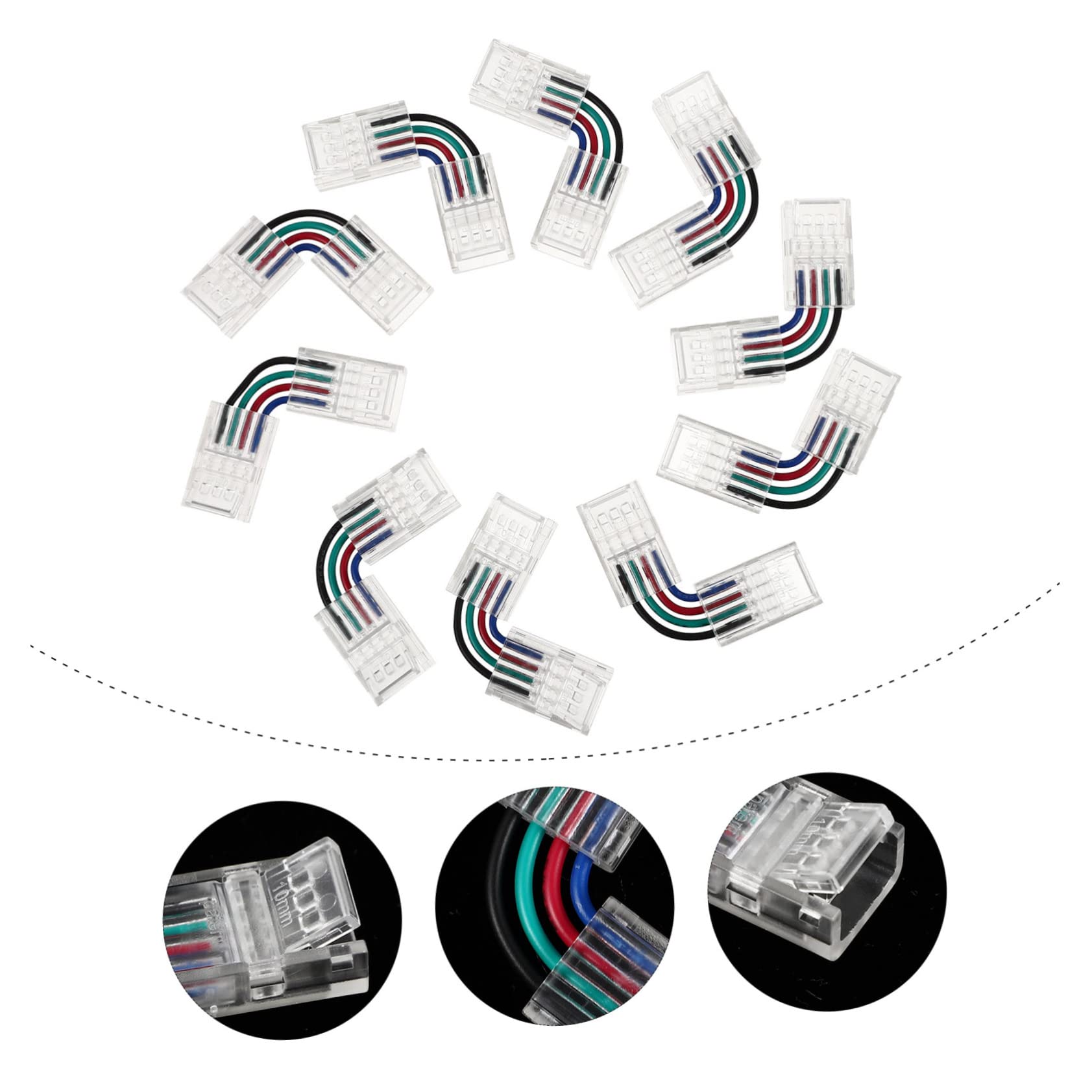 50 Pcs Conector De Barra De Luz Luces De Tira Llevadas Adaptador Led Conector De Tira Led Cinta De Luz Led Tira De Luz Led Conector Led Dirigió 4 Pines Terminal Abdominales