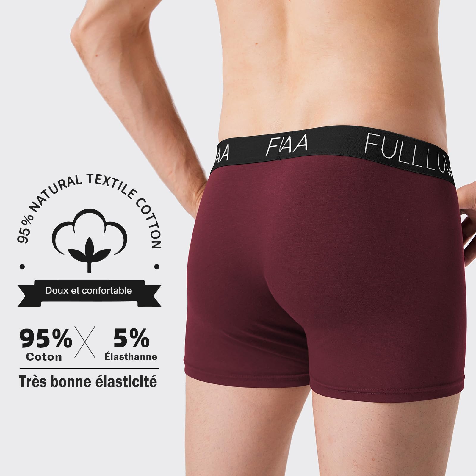 Fullluwaa Boxer Homme Calecon Homme Lot de 8 Confortable et Doux Caleçon Coton Ceinture Élastique