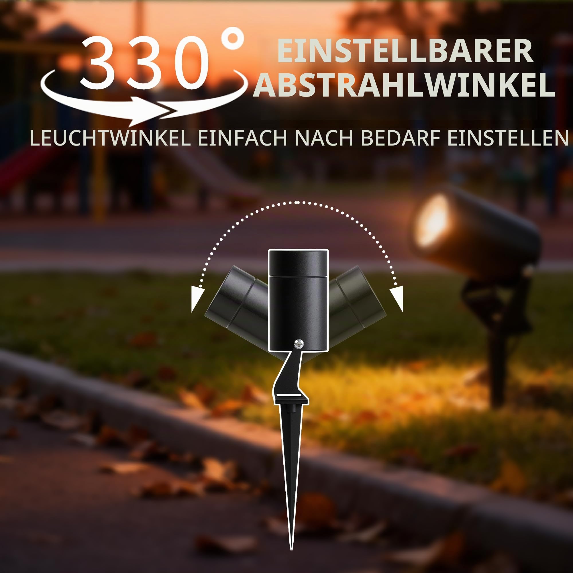 JNR Edelstahl LED Gartenbeleuchtung mit Strom und Erdspieß, Schwarz 2 Pack | IP65 Wasserdicht Gartenlampen für Draußen Strom mit 2M Kabel Kein Stecker, Gartenleuchten 5W GU10 3000K Warmweiß Glühbirne