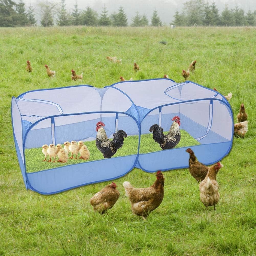 Petlex Small Animal Playpen Portable Chicken Coop, Large Chicken Pen for Indoor Outdoor Yard Pet Enclosure Rabbit Ducks Cage Tent with 4 Zipper Door, Blue