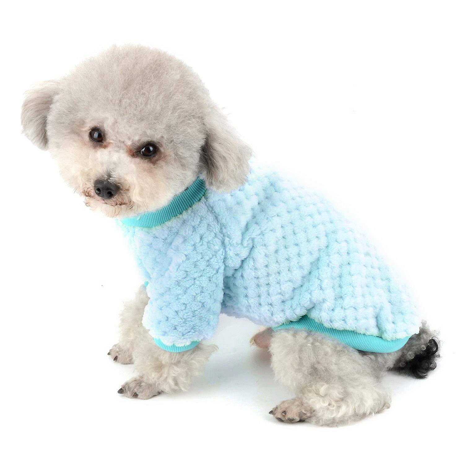 SELMAI Pullover Dog Sweater Soft Fluffy Fleece Winter Coat for Small Dogs Medium Cats Puppy Chihuahua Clothes Dachshund Pets Warm Outfit Solid Color Windproof Cold Weather Walking Outdoor Green L
