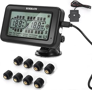 KORMATE TPMS,tire Pressure Monitoring Systems tpms,8 sensors,7 Alert Modes,Wireless Solar Power,for RV,Truck,semi Truck,Motorhome,Coach,5th Wheel,Trailer (8 Sensor+Booster)
