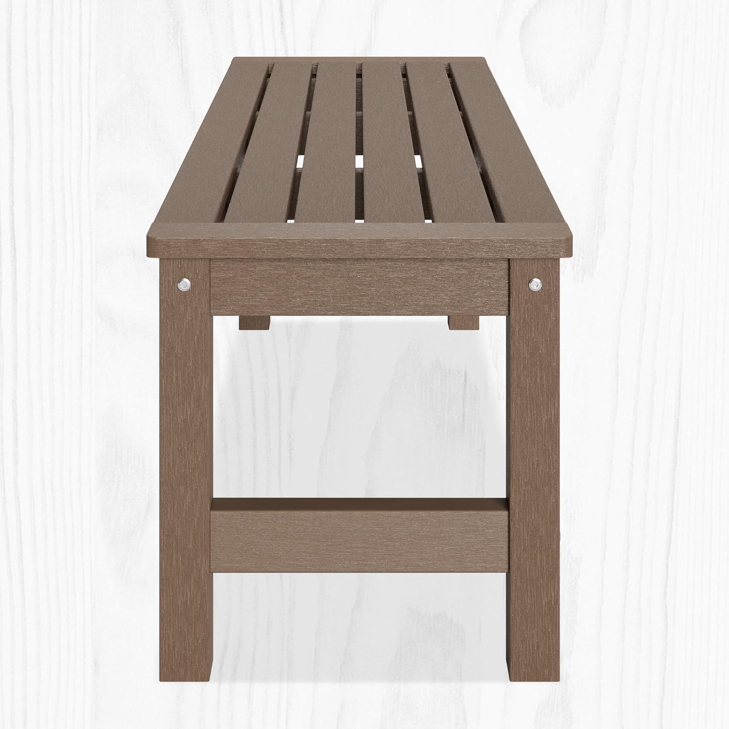 48" HDPE Outdoor Bench, All-Weather & Fade-Resistant 2-Person Garden Bench, Low Maintenance Patio Bench for Garden, Porch & Patio,Brown