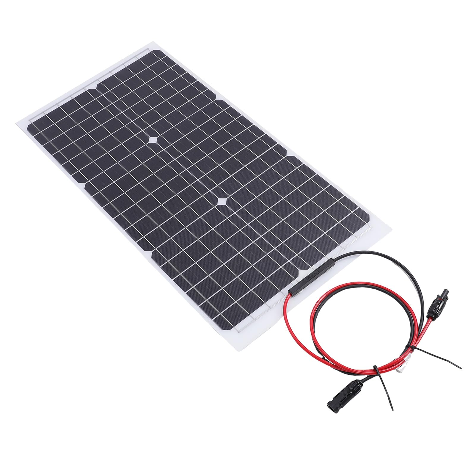 SIXRUN Pannello Solare, Pannello di Ricarica Solare in Silicio Monocristallino 30W 18V Uscita Design Semi Flessibile per Uso Domestico Esterno, Installazione Facile, 33 X 66 Cm per Capannone da