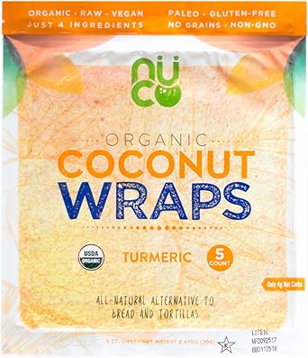 NUCO - Organic Raw Coconut Wrap Turmeric - 5 Sheets