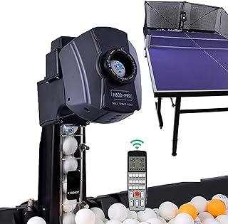 DISHENGZHEN Table Tennis Robot with Capture Net, Automatic Ping Pong Robot Machine for Practice Training with Remote Control and Recycling Nets, Upgrade Tabletop Tennis Games