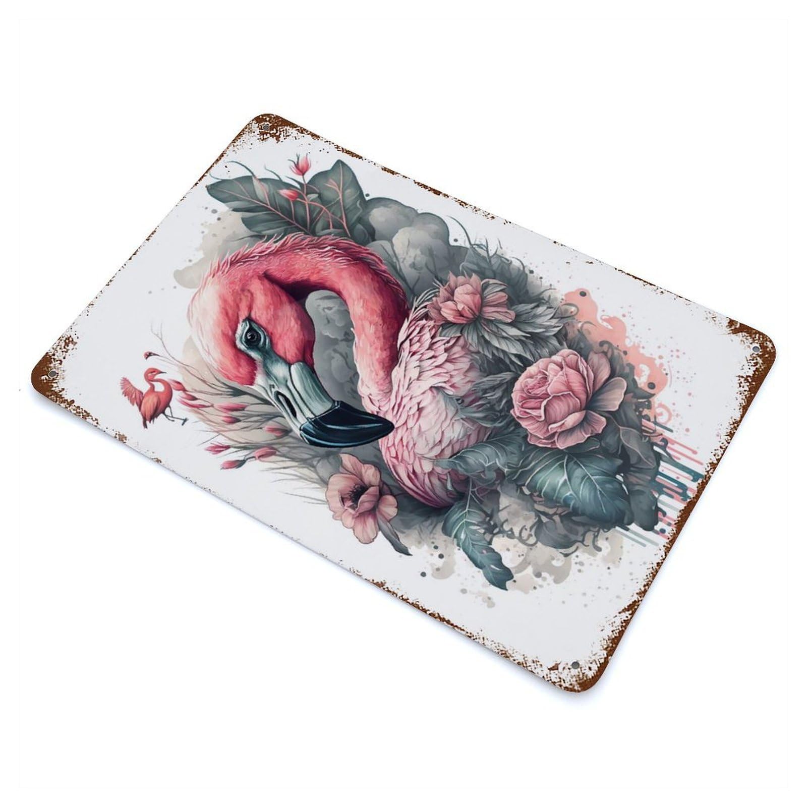 Garage Style Supernaturalism Flamingo Rusty Metal Tin Sign 11.8"x7.9", Industrial Home Decor for Bar And Workshop