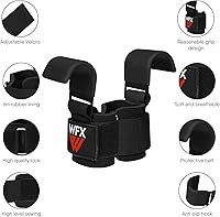 Vista 4 de Weight Lifting Hooks, Non-Slip Rubber Coated Grips, 7mm Neoprene Wrist Support Padding, Power Lifting Barbell Rows Dead Lifts Chin Pull Up Fitness
