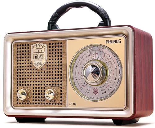 PRUNUS J-110 Radio portátil retro AM FM Radios de onda corta transistor funciona con pilas Radio vintage con altavoz Bluetooth, fuentes de