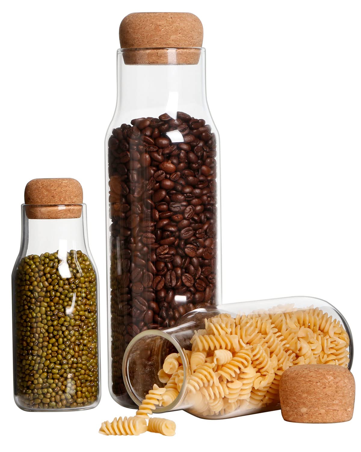 NUTRIUPS Storage Glass Jar Set Food Storage Canister with Airtight Cork